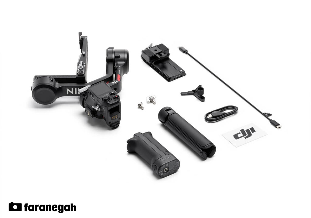 محتوی جعبه گیمبال دوربین دی جی آی DJI RS 4 Gimbal Stabilizer