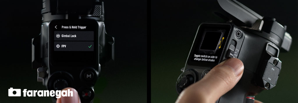 سوئیچ حالت گیمبال دوربین دی جی آی DJI RS 4 Gimbal Stabilizer