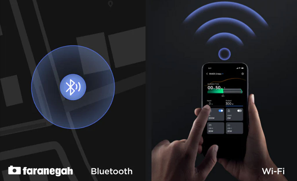 ذخیره کننده انرژی EcoFlow RIVER 2 Max Portable Power Station و اتصال به موبایل از طریق بلوتوٍث