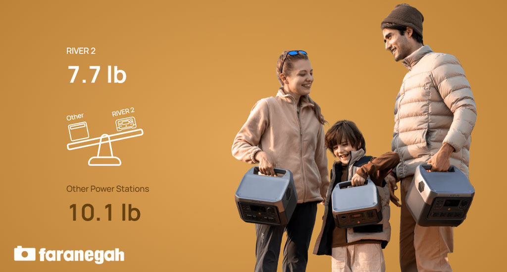 ذخیره کننده انرژی EcoFlow RIVER 2 Portable Power Station و وزن ایده آل و سبک