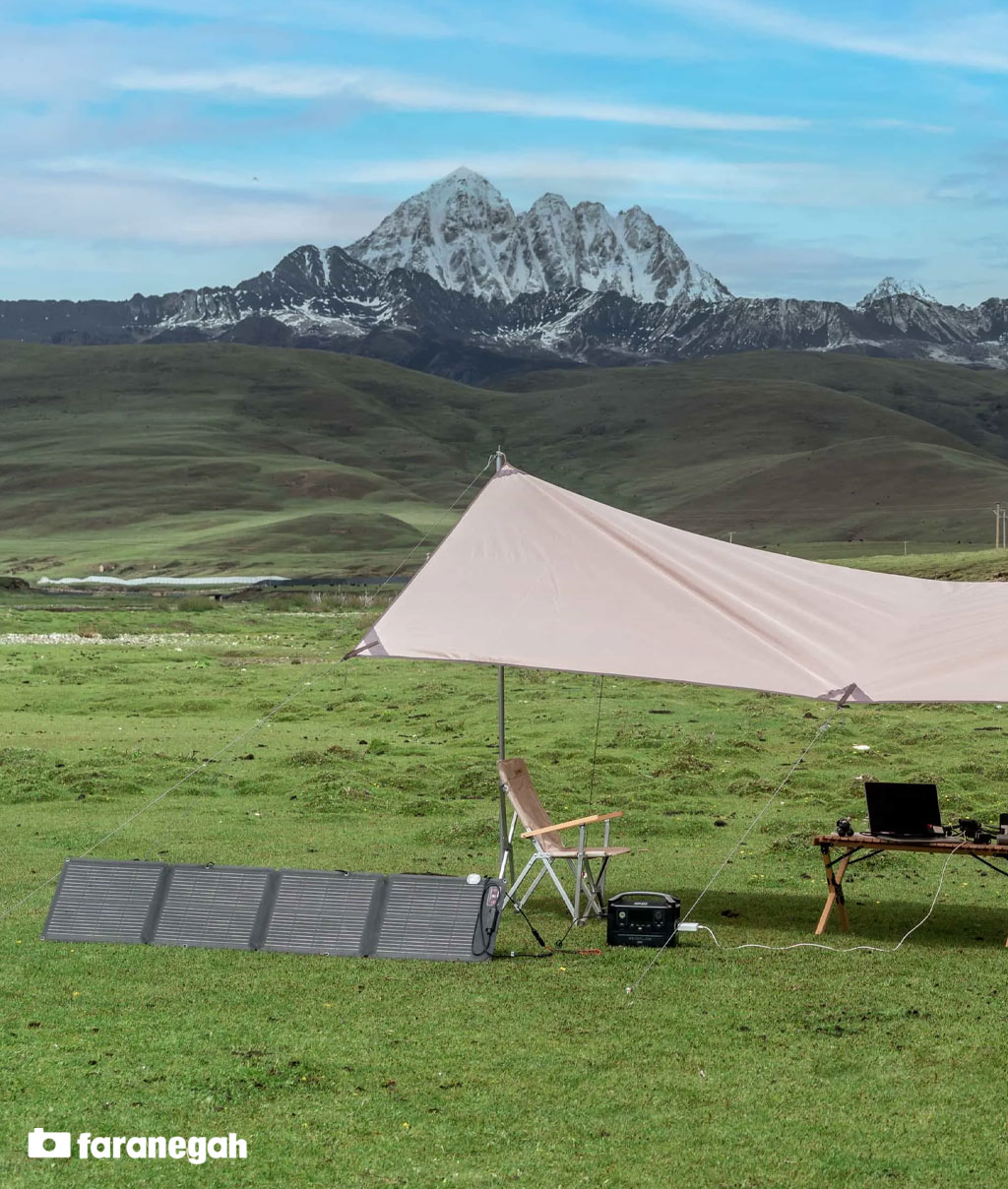 پنل خورشیدی EcoFlow 110W Portable Solar Panel در طبیعت