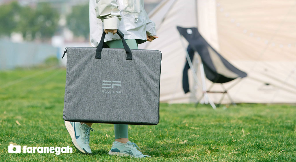 پنل خورشیدی پرتابل اکوفلو EcoFlow 110W Portable Solar Panel در کیف مخصوص