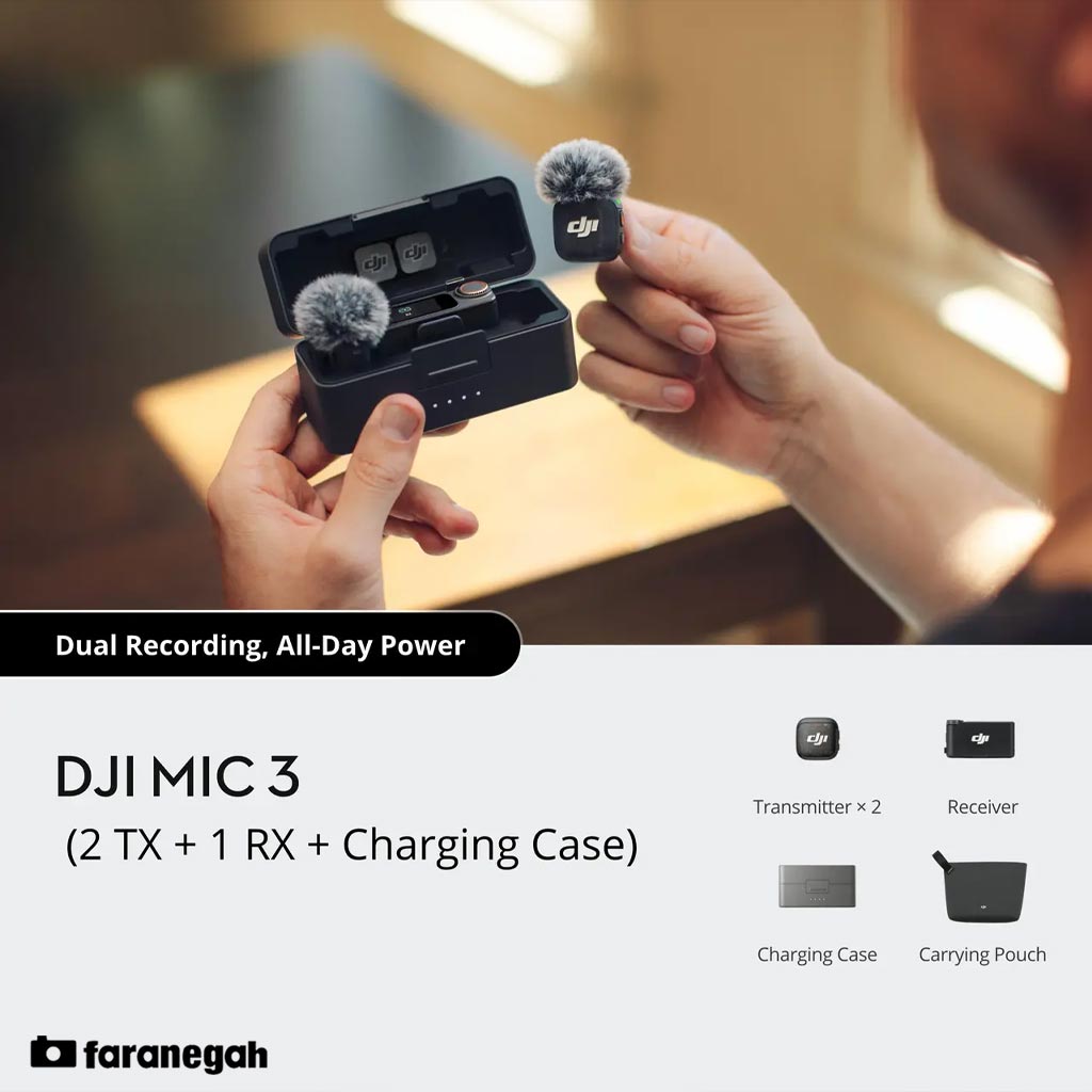 میکروفون دی جی ای DJI Mic 3 (2 TX + 1 RX + Charging Case)